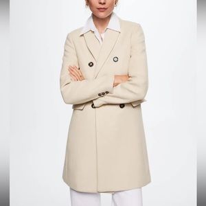 NWT Mango Double Breasted Wool Blend Coat